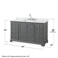 thumbnail image 4 of Wyndham Collection Deborah 60" Marble-Top Wood Single Bathroom Vanity in Gray, 4 of 4