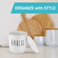 thumbnail image 3 of Large Garlic Keeper - Garlic Holder Storage - Round Ceramic Garlic Container Storage to Keep Your Garlic Cloves Fresh Longer - Classic White Vented Garlic Keeper for Counter - Garlic Saver for Kitchen, 3 of 4