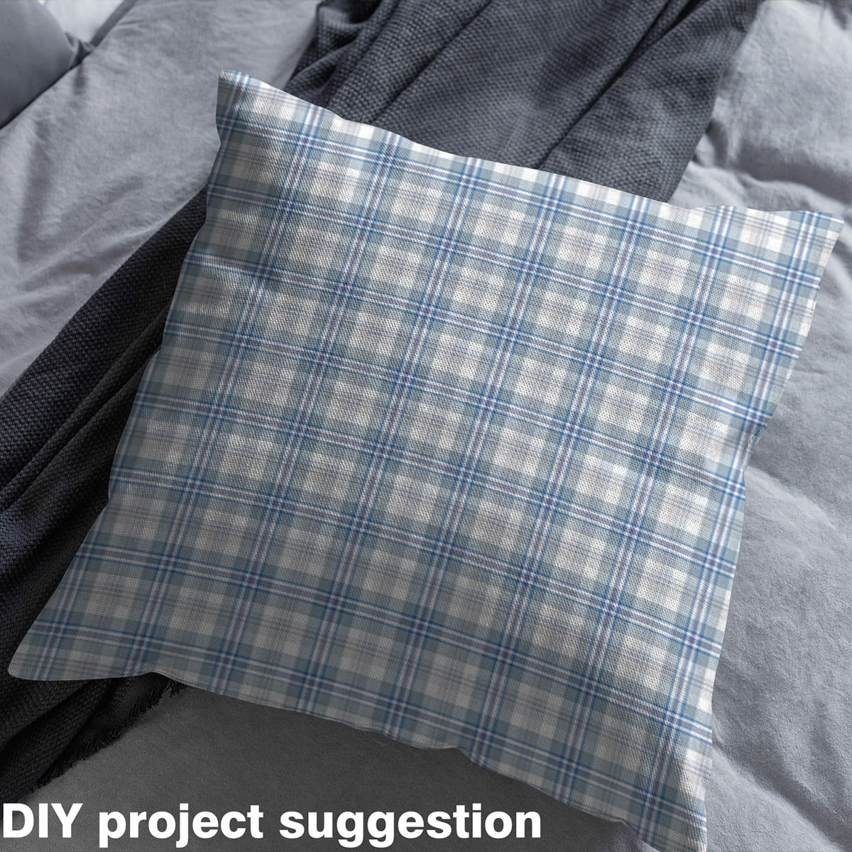 Feelyou Sky Blue Plaid Fabric by the Yard 2 Yards, Checkered Geometry Home Decor Fabric by the Yard, Chic Fashion Sewing Fabric, Breathable Home Decor