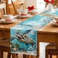 thumbnail image 6 of Summer Sea Turtle Underwater World Starfish Table Runner 90 Inches Long,Kitchen Dining Tablerunners Coral Blue Ocean Linen Table Runners Dresser Scarves for Home Dinner Wedding Holiday Party Decor, 6 of 9
