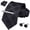 Black-1(4-piece), variant on Plaid Tie Formal Necktie for Men Business Handkerchief Cufflinks Tie Clip Necktie Set Purple