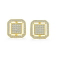 thumbnail image 2 of Bling Jewelry Mens  CZ Stud Earrings Flat Square Double Box Frame Gold Plated Silver 12MM, 2 of 4