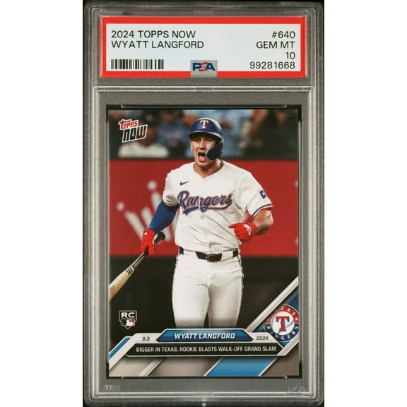 Graded 2024 Topps Now Wyatt Langford #640 Rookie RC Baseball Card PSA 10 Gem Mint