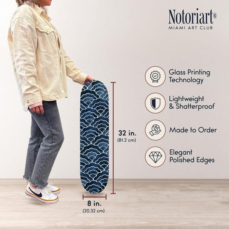 Blooming Waves Skateboard, Acrylic Wall Art Die-Cut Easy-to-Hang