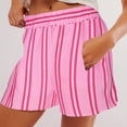 thumbnail image 2 of biudgviw Striped Shorts for Women Elastic High Waisted Beach Bottoms Loose Fit Comfortable Lounge Shorts with Pockets, 2 of 6
