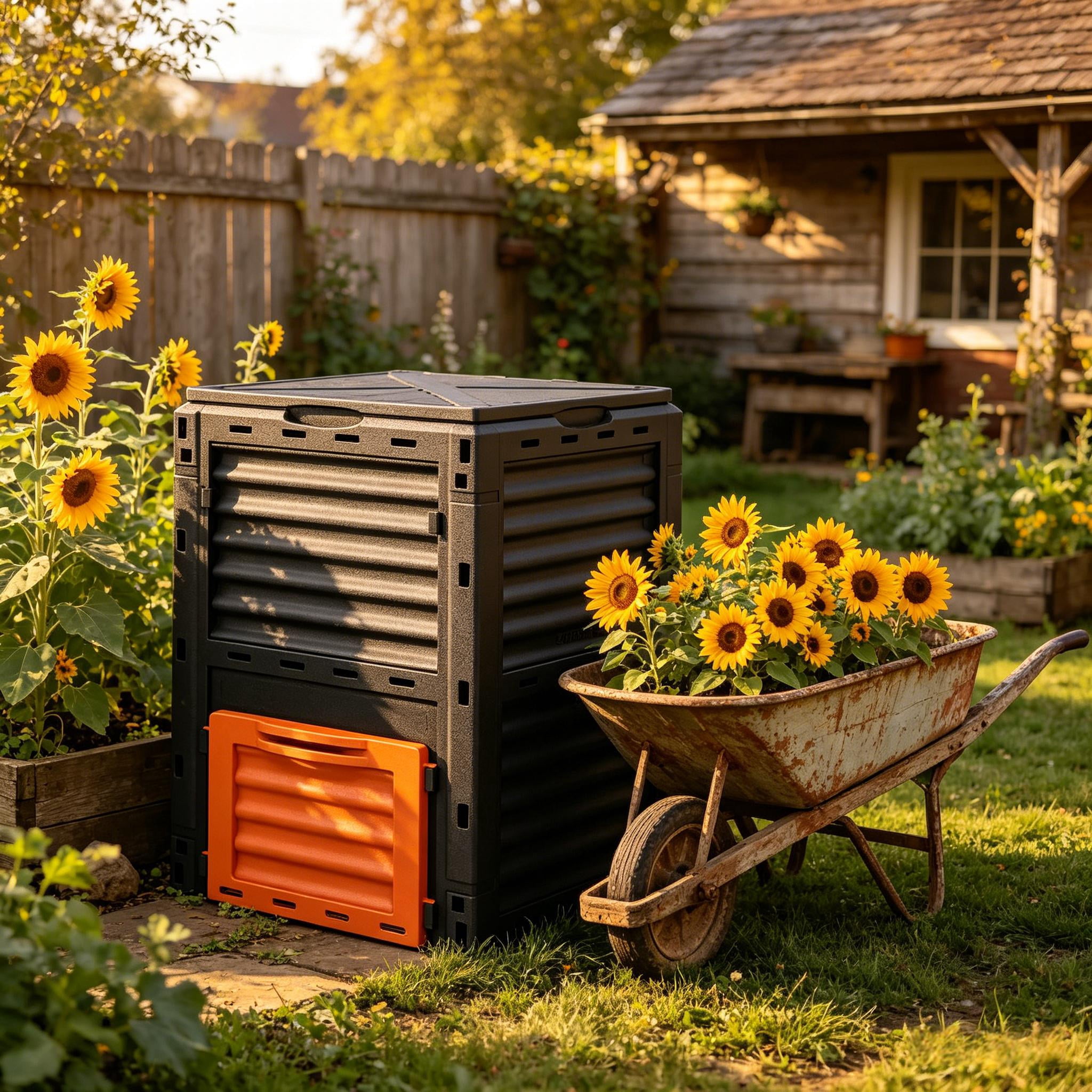 80 Gallon Outdoor Compost Bin, Orange PP Garden Composter with Ventilation & Snap-On Lid, Tool-Free Assembly Waste Converter for Backyard
