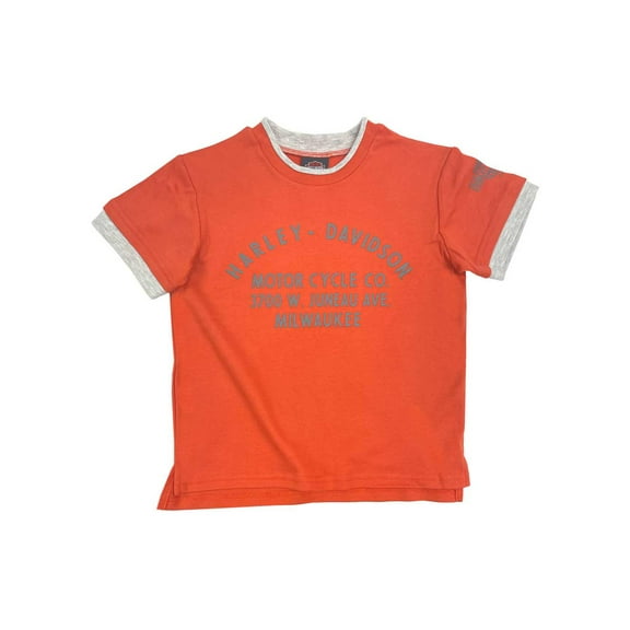 Harley-Davidson Big Boys' Double Layered Short Sleeve Tee - Orange/Gray (8/10), Harley Davidson