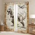 thumbnail image 2 of Homewish Woodland Dinosaur Kitchen Curtains,Minimalist Sketch Dino Black Out Curtains Pack of 2 (42x63 Each),Brown, 2 of 6