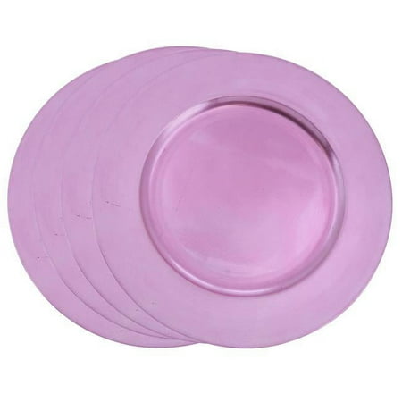 

SARO 13 in. Round Classic Design Charger Plate - Pink Set of 4