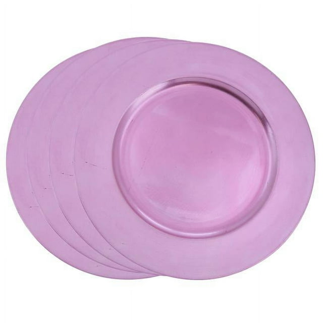Saro Lifestyle Assiettes de Charge au Design Classique - Rose - Rond 13 Po - Ensemble de 4 - 100 % Plastique