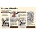 thumbnail image 4 of Mid-Century Modern Lounge Armchair - Embroidered Fabric, Beige &amp; Grey - Living Room Seat. Rubberwood Frame, 350lb Capacity, Study Accent Chair. 27.5" Wide., 4 of 32