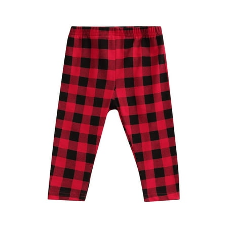 

Fanvereka Christmas Plaid Baby Pants Straight Wide-Leg Ruffle Loose Fall Trousers for Boy Girl