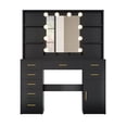 thumbnail image 6 of ELYKEN Vanity Desk with Mirror & Lights, Glass Top, Drawers & Cabinet, Black, 6 of 12