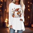 thumbnail image 2 of Womens Fall Halloween Shirt Women's Halloween Graphic Print Long Sleeve Top for Everyday Casual Round Neck Comfortably Soft Women’s T Shirt White XL, 2 of 4
