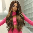 thumbnail image 4 of Highlight Synthetic Wigs Long Wavy Wigs for Women Middle Part Party Daily Heat Resistant Wig A1, 4 of 6