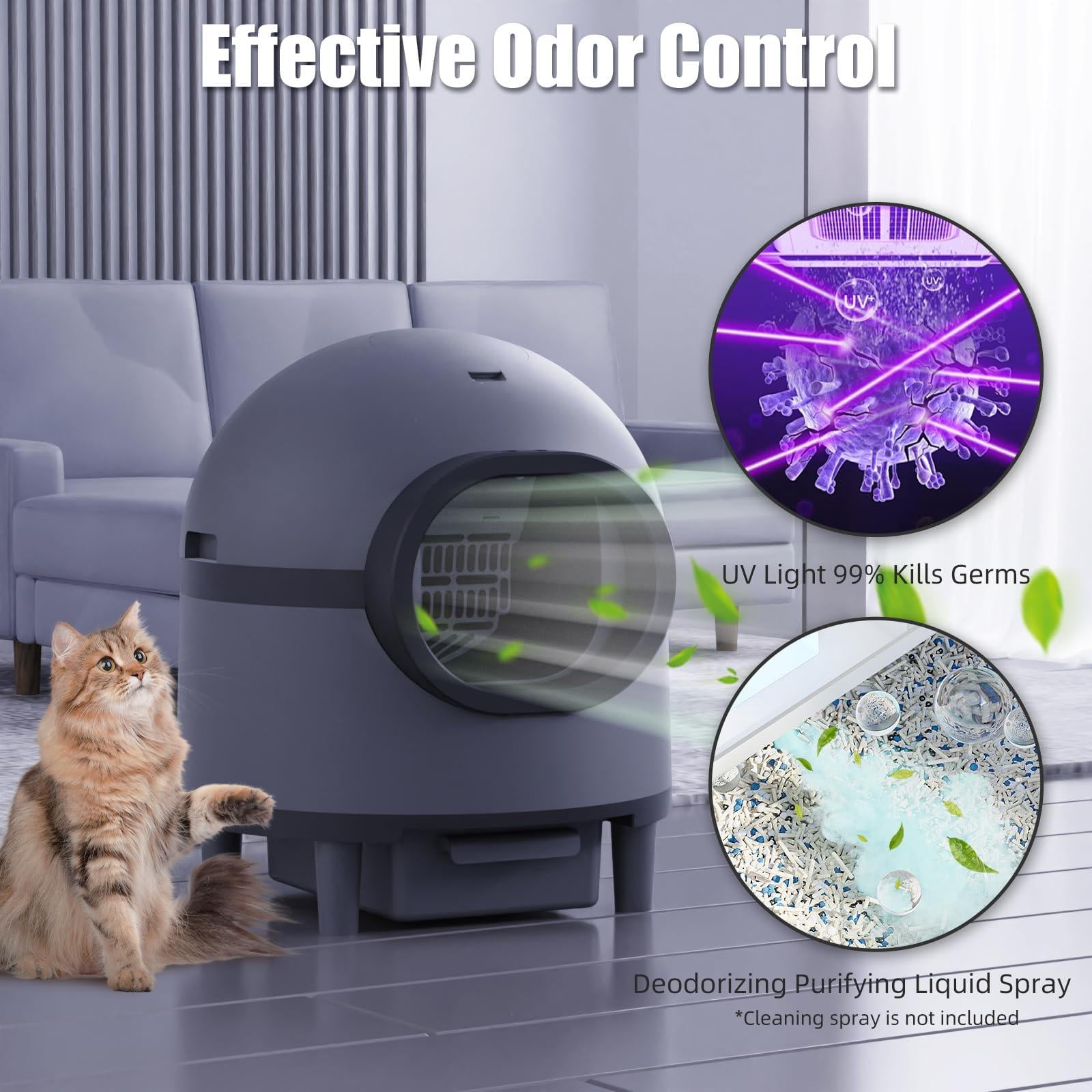 Glavbiku Self Cleaning Cat Litter Box,Cat House Smart App Control,Odor Removal,Low Noise,Black