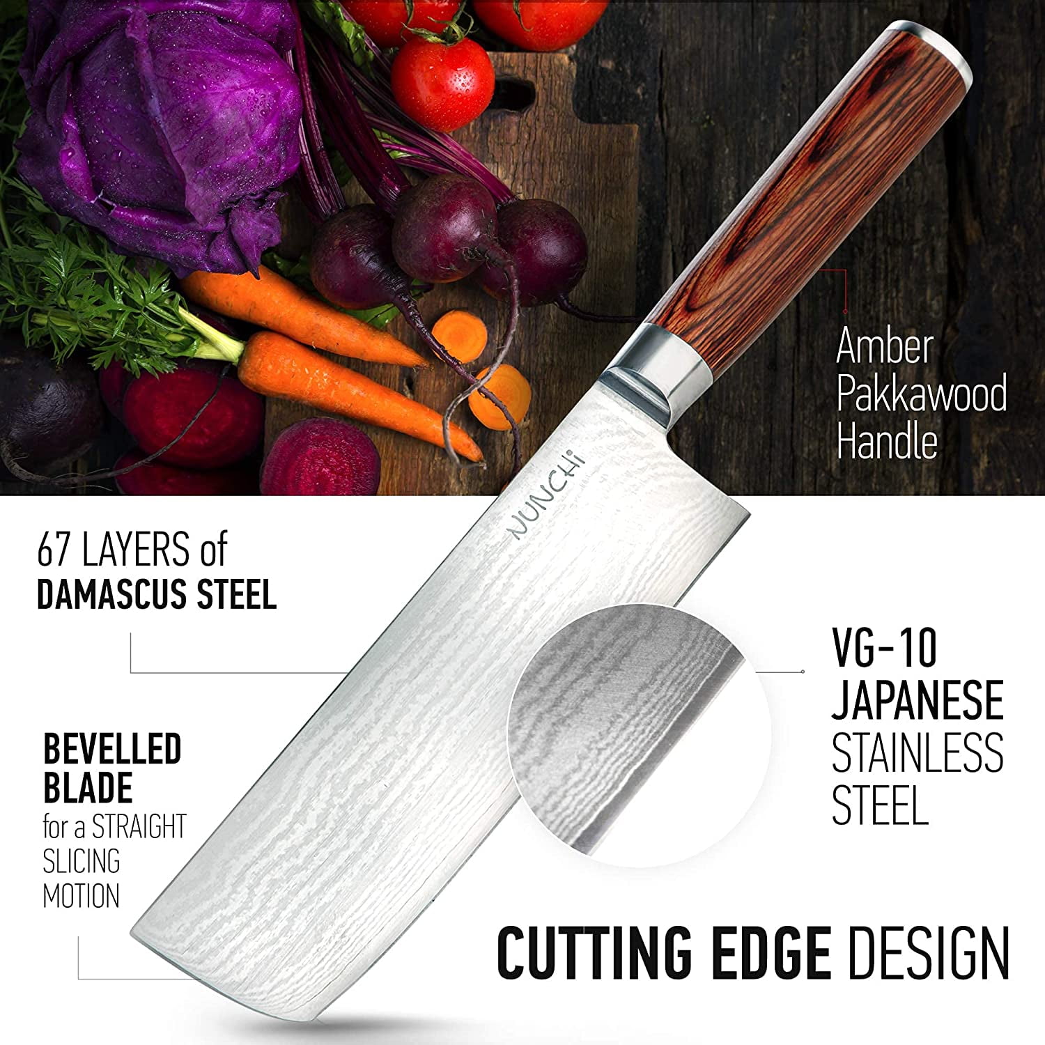 KYOKU Samurai Series - Nakiri Japanese Vegetable Knife 7 - Full Tang -  Japanese High Carbon Steel Kitchen Knives - Pakkawood Handle with Mosaic  Pin 
