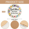 thumbnail image 3 of A round "God Bless this home all who Enter" wooden sign. Beautiful Decorative Signs & Plaques for home placement. 2D flat graphic. Size: 8×8 inches., 3 of 6