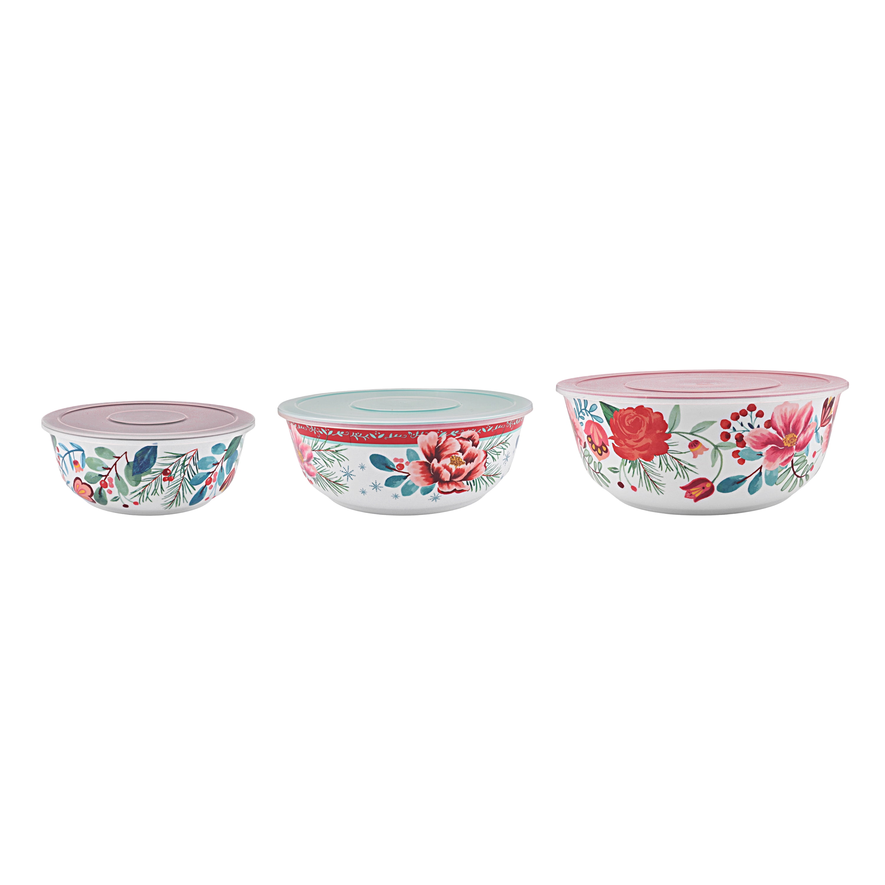 The Pioneer Woman Merry Meadow 6-Piece Melamine Serving Bowl Set with Lids