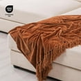 thumbnail image 5 of RECYCO Throw Blanket Soft Cozy Chenille Throw Blanket with Fringe Tassel for Couch Sofa Chair Bed Living Room Gift (Rust, 50" x 60"), 5 of 7