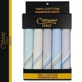 thumbnail image 3 of Caruso Italy Men's Premium 100% Pure Cotton Handkerchief Light Base with Colored Border - Pack of 5, 3 of 5