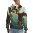 thumbnail image 7 of Daiia Flying Parrots In Jungle Pattern Women's Fashion Hoodies & Sweatshirts with Kangaroo Pocket Hooded Sweatshirt with Eye-catching Drawstrings-Large, 7 of 7