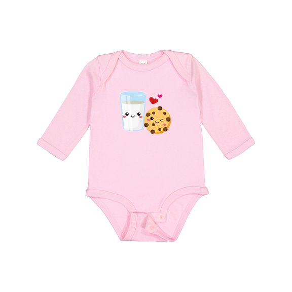 Inktastic Milk and Cookies Boys or Girls Long Sleeve Baby Bodysuit