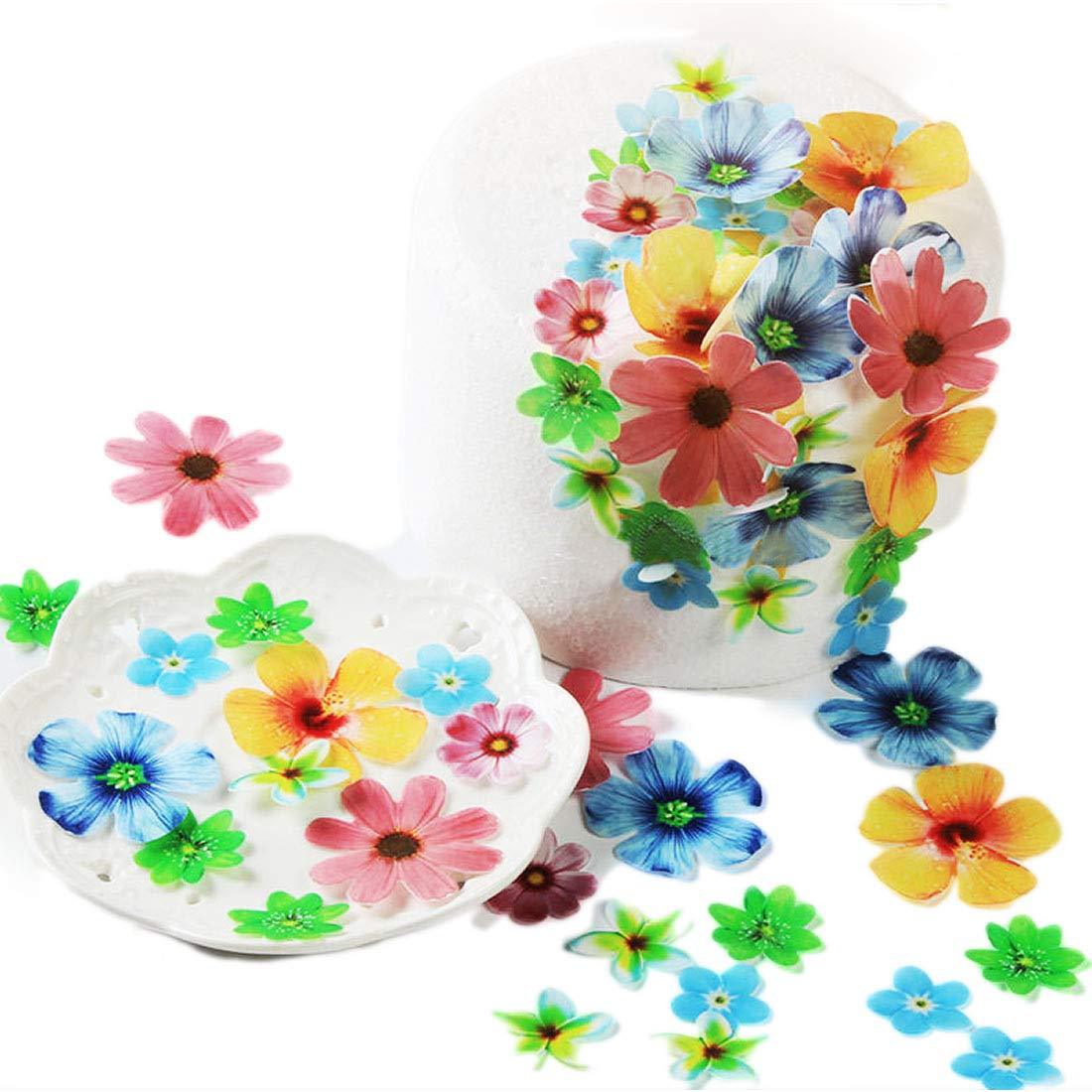 GEORLD Set of 72 Edible Flowers Cupcake Toppers Wedding Cake Party Food Decoration Mixed Size