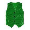 thumbnail image 3 of TSSOE Kids Girls Boys Glittery Sequined Vest Jacket Hip-Hop Street Dance Wear Stage Performance Dark Green 170, 3 of 5