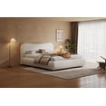 thumbnail image 2 of Queen Size(60''×80'') Platform Bed, Luxurious Boucle fabric Upholstered Bed, With Smooth Curved Headboard and Sturdy Low-Profile Frame, No Box Spring Needed, White, 2 of 12