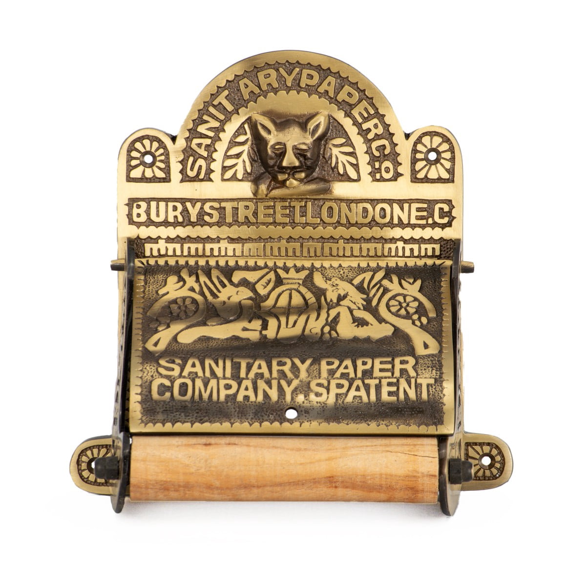 Renovator's Supply Antique Brass Toilet Tissue Paper Holder 'Sanitary Paper Co.'