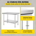 thumbnail image 5 of KFFKFF 35 x 24 x 31 Inch Metal Prep Station, Heavy Duty Commercial Food Prep Work Table up to 700 lbs, Robust Stainless Steel Work Table with 3 Height Adjustment Options for Kitchen, Restaurant, 5 of 8