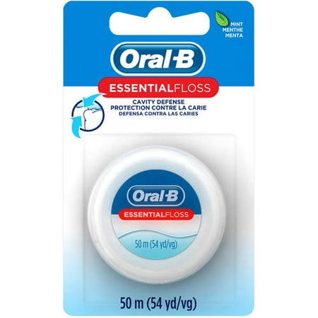 (2 Pack) Oral-B EssentialFloss Cavity Defense Dental Floss, Mint, 50