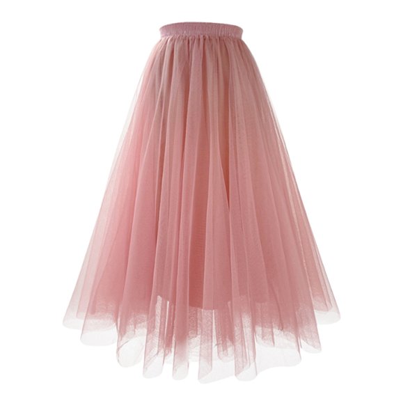 Stylish Skirt High Waist Long Pleated Mesh Skirt Oversized A Line Design for Plus Size Women Effect