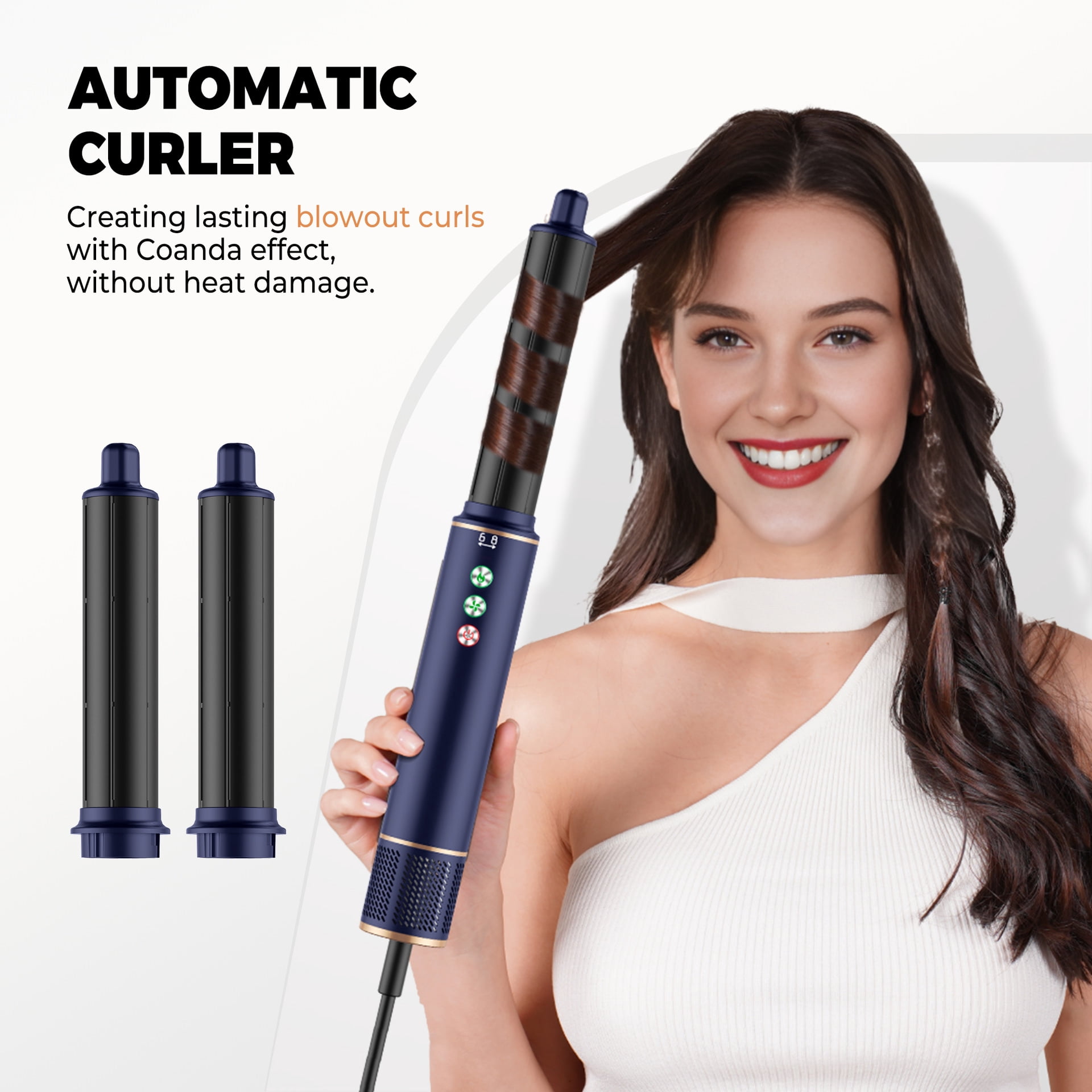 6-in-1 Hot Air Styler Kit, Professional Hair Dryer Brush Set with 6 Interchangeable Attachments, Ionic Multi-Styler for Drying, Straightening, Curling & Volumizing