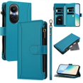 thumbnail image 1 of Case for OPPO Reno 10 5G/Reno 10 Pro 5G Premium Leather Zipper Pocket Wallet Phone Case with 9 Card Slots and Detachable Wrist Strap, 1 of 5