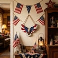 thumbnail image 5 of Natural Solid Wood Front Door Welcome Sign Star Wreath Round Patriotic Decor for Independence Day Rustic Home Decorations Wooden Door Hanging Pendant with Rope for Wall Entryway Display, 5 of 6
