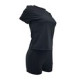 thumbnail image 4 of VISgogo Conjunto de 2 piezas para mujer, camiseta de manga corta con cuello redondo de color sólido, pantalones cortos de cintura elástica a juego VISgogo moda, 4 of 6