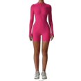 thumbnail image 2 of Zip Front Long Sleeve Jumpsuits for Women Yoga Jumpsuits Brushed Buttery Soft Workout Shorts, 2 of 5