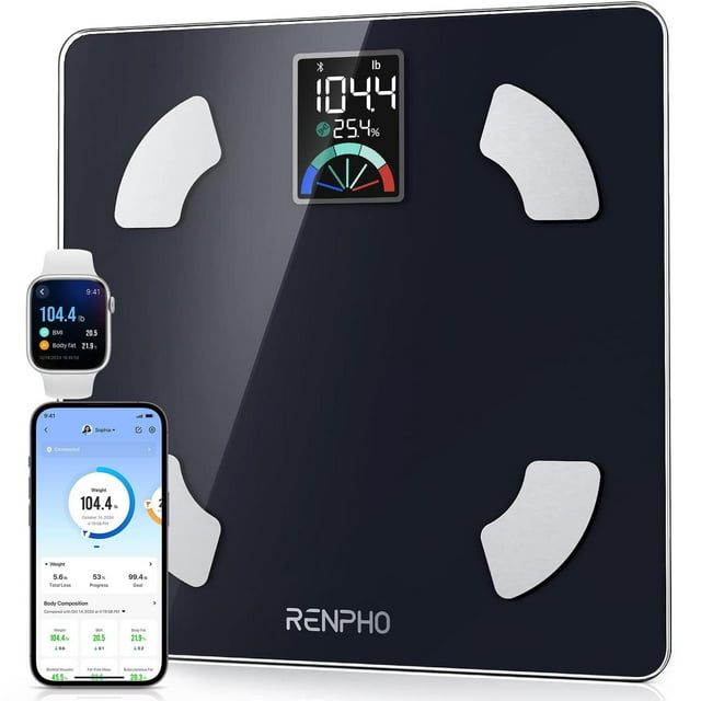 RENPHO Báscula inteligente para peso corporal, báscula de pesaje digital para baño con pantalla gran