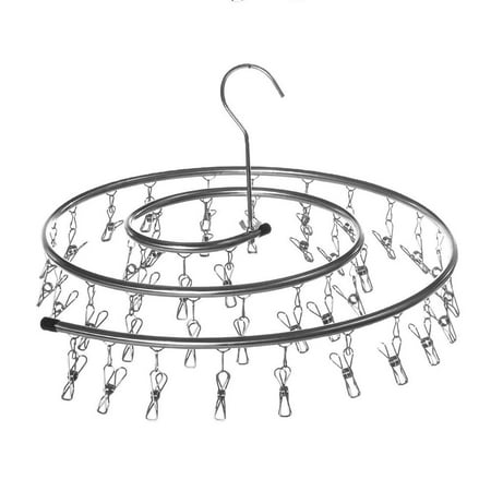 

Younar Non-magnetic Stainless Steel Laundry Drying Rack with Clips Clothespins Spiral Clothes Hanger for Drying Socks Towels Diapers Bras Baby Clothes Underwear Gloves