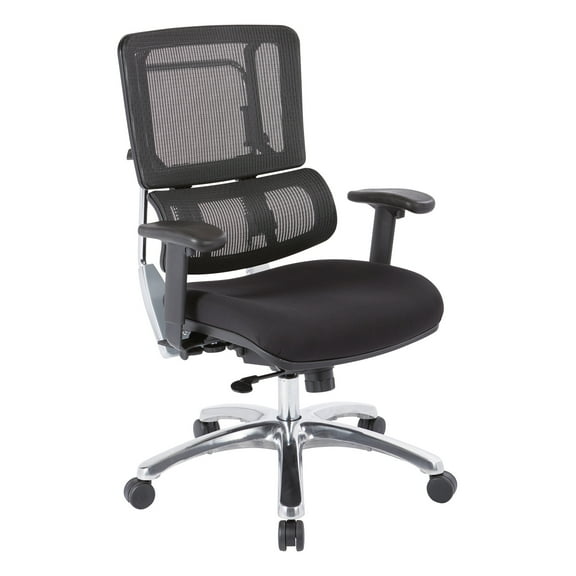Vertical Black Mesh Back and Coal Black Fabric Seat with Polished Aluminum Base