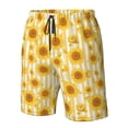 thumbnail image 2 of Yiaed Yellow White Striped Sunflower Print Men's Swim Trunks with Lining Quick Dry Sports Shorts Beach Shorts Boardshorts-XX-Large, 2 of 5