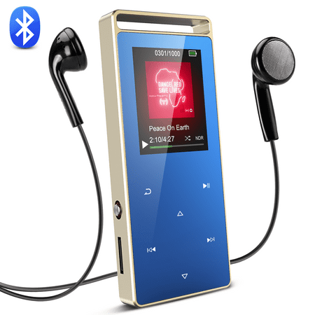 AGPTEK 8GB Bluetooth MP3 Player Touch Screen with FM/ Voice Recorder, Lossless Sound Metal Music Player, A01T,Royal (Best Screen And Audio Recorder)