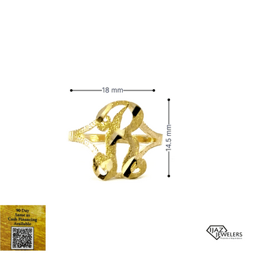 10K Gold Cursive R Ring