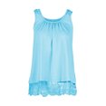 thumbnail image 3 of Camiseta Camiseta linda para damas Dobladillo de encaje Cuello redondo Estilo elegante Traje diario (Azul M) Kuymtek Azul T M para Mujer, 3 of 6
