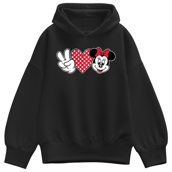 Disney - Peace Love Minnie - Women's Oversized Fleece Hoodie Sweatshirt