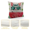 thumbnail image 4 of Nawypu  Hello Summer Pillow Decorative Pillow Cover Cute Watercolor Cat in Sunglasses Eating Watermelon Throw Pillow Case French Decor Rustic Cushion Cover for Sofa Couch, 4 of 5