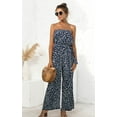 thumbnail image 2 of Women's Jumpsuit-Casual Off Shoulder Sleeveless Ruffle Button Belt Wide Leg Jumpsuits Rompers Summer, 2 of 7