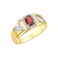 thumbnail image 5 of RYLOS Men's Rings Yellow Gold Plated Silver Classic 7X5MM Oval Gemstone & Diamond Ring Garnet January Birthstone Rings For Men Size 13, 5 of 8